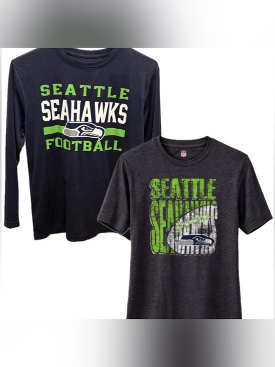 NFL Other - Lot of 2x [NFL] Seattle Seahawks NFL Casual Heather Shirts Tops Youth Kids M/L
